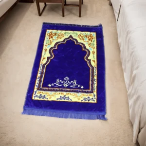 Mughal Janamaz Printed Prayer Mat- Indigo